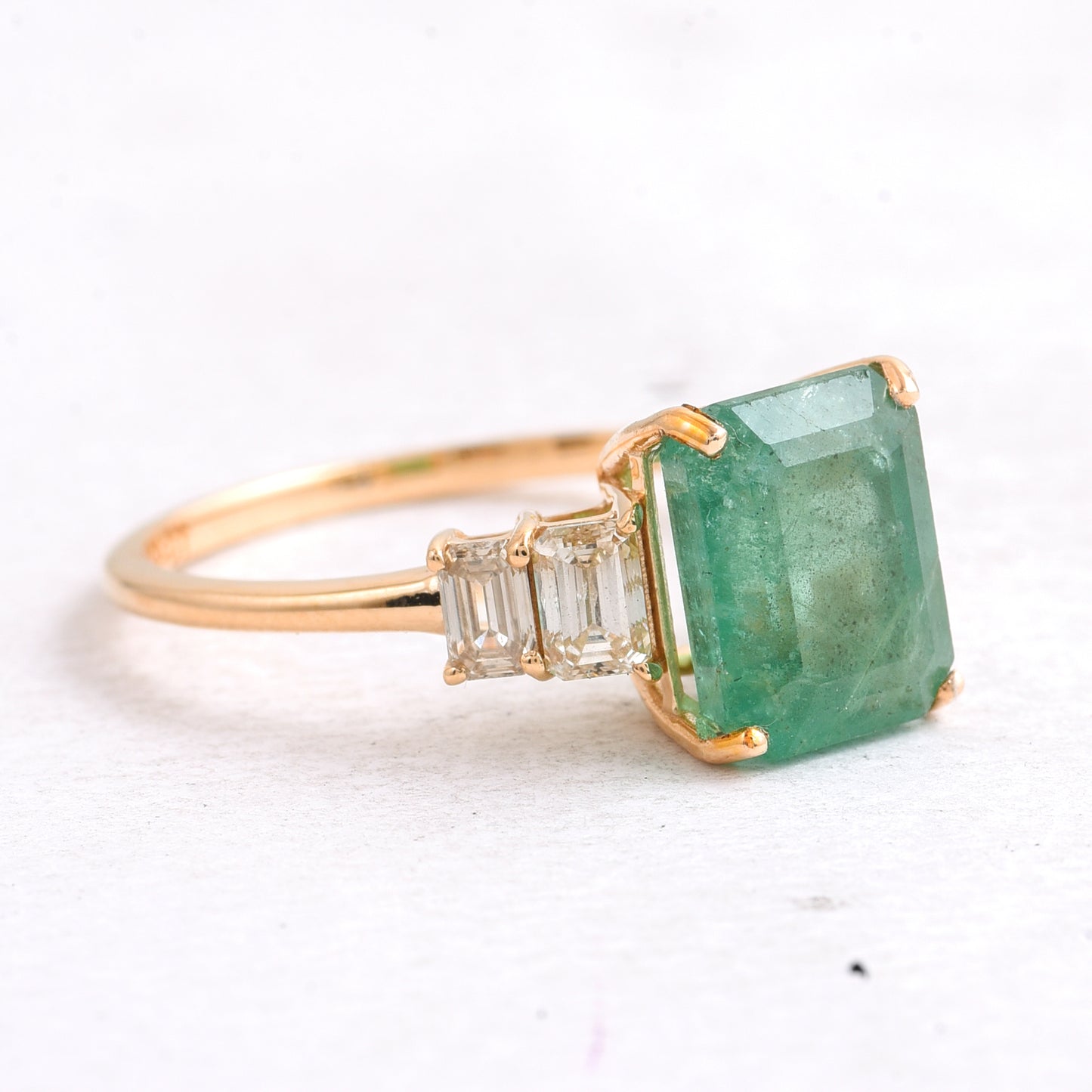 3.61 Ct Octagon Emerald 14K Gold Ring