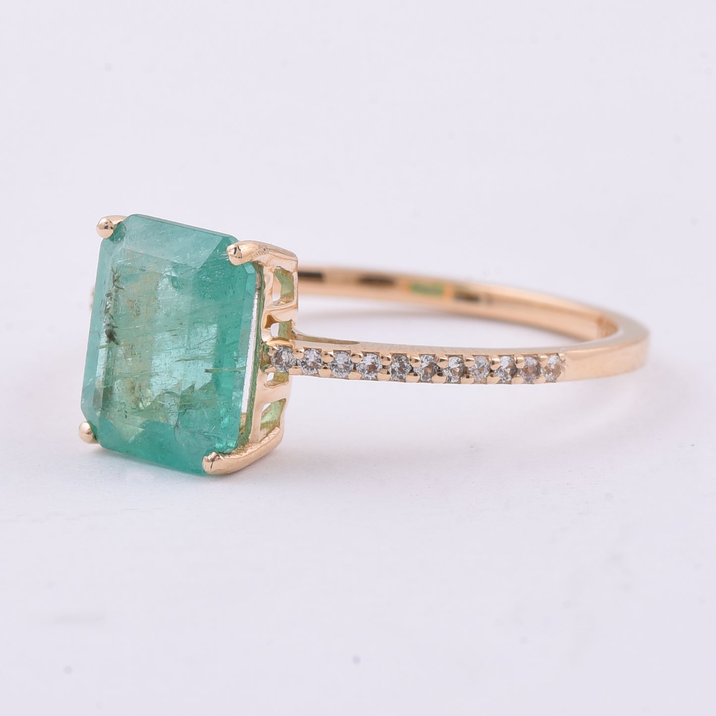 1.77 Ct Octagon Step Cut Natural Emerald 14K Gold Ring