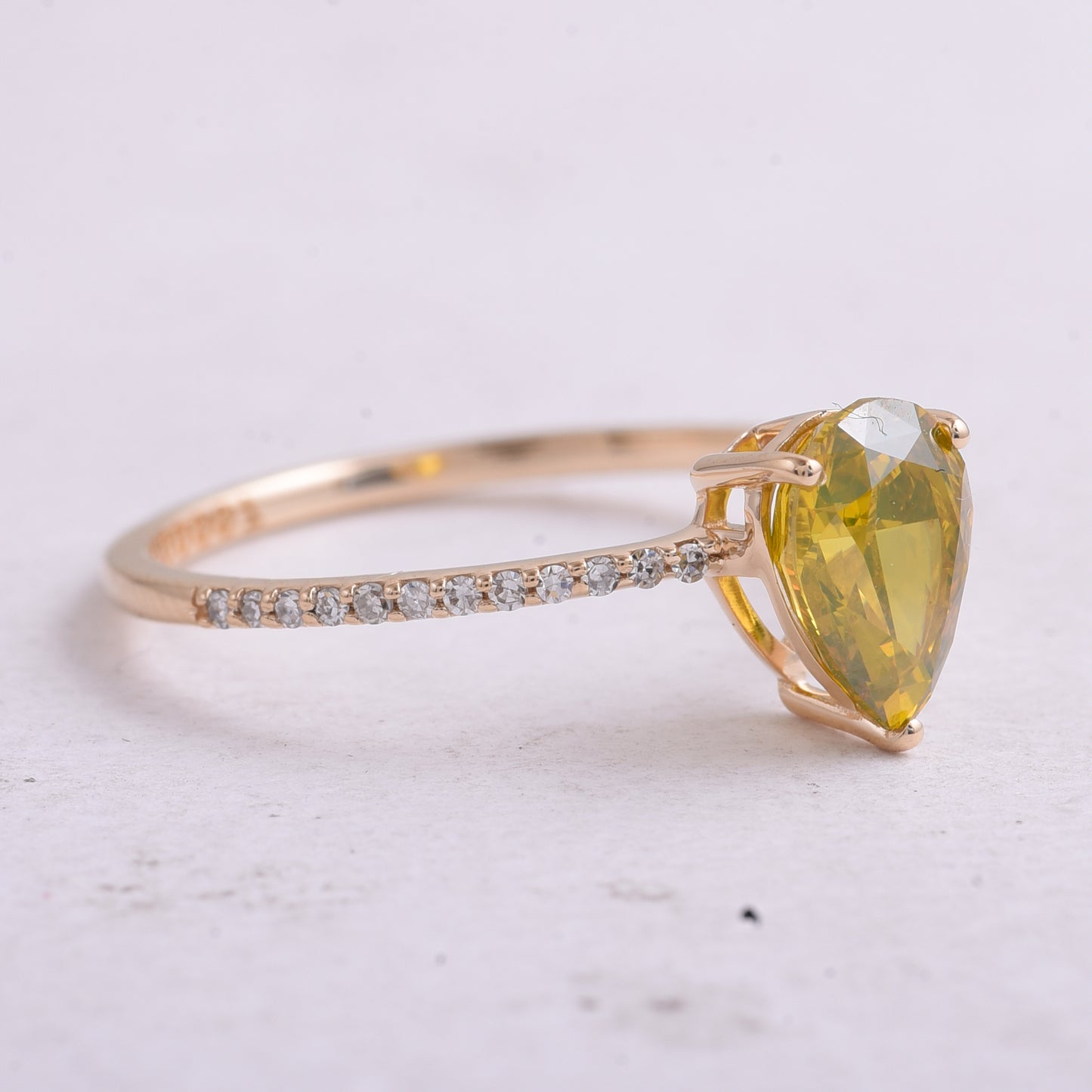 1.11 Ct Pear Yellow Diamond 14K Gold Ring