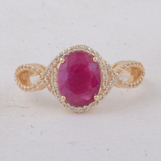 2.25 Ct Oval Ruby 9K Gold Ring