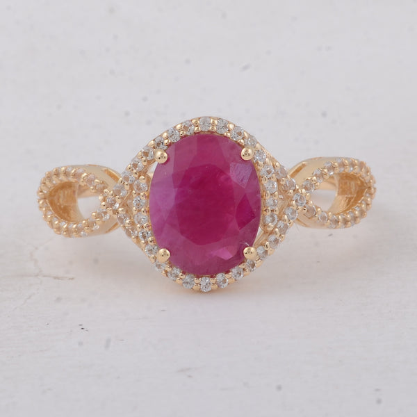 2.25 Ct Oval Ruby 9K Gold Ring