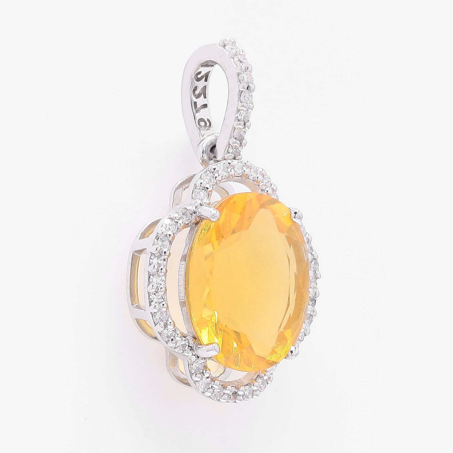 1.78 Ct Oval Mixed Cut Natural Fire Opal 950 Platinum Pendant