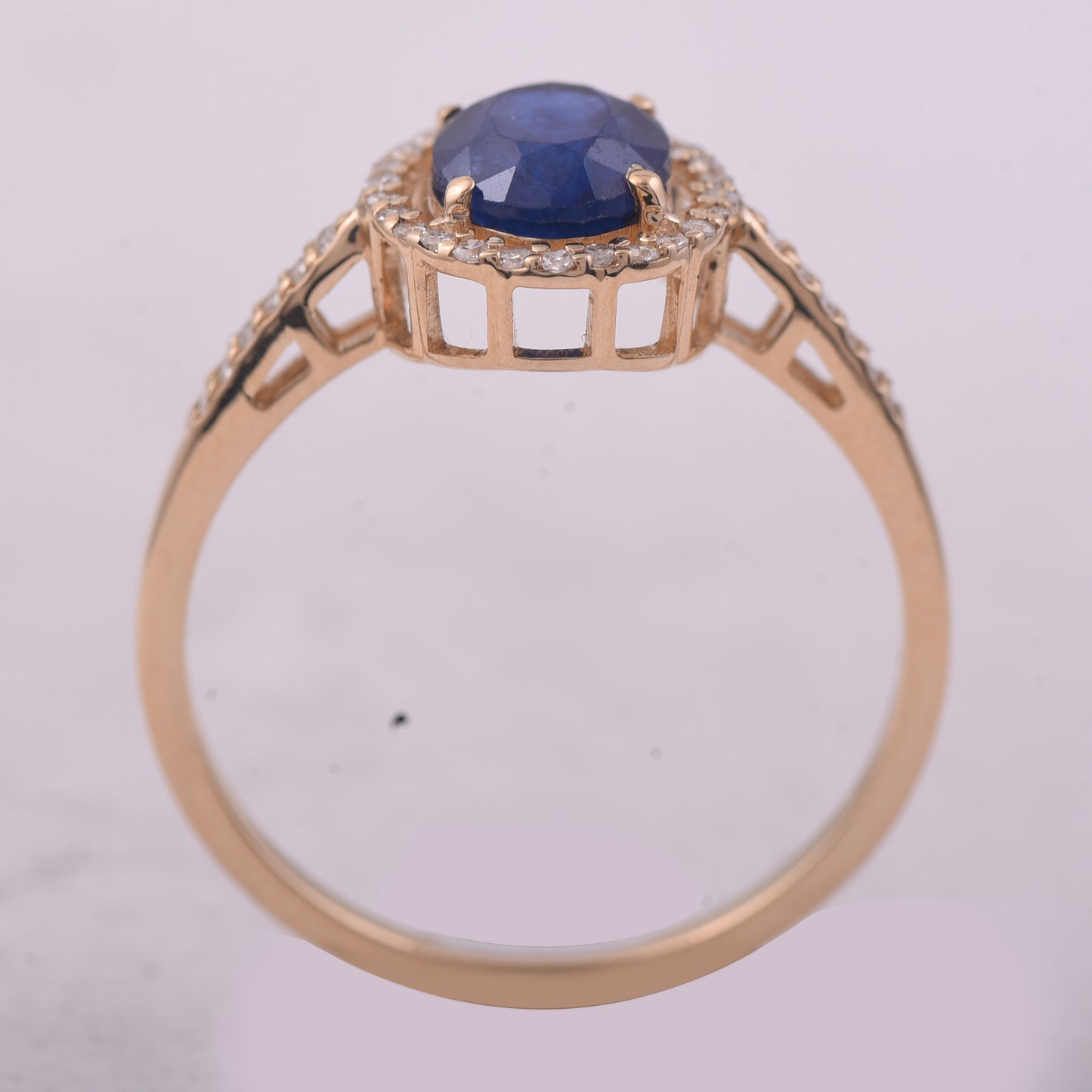 1.57 Ct Oval Mixed Cut Natural Sapphire 14K Gold Ring