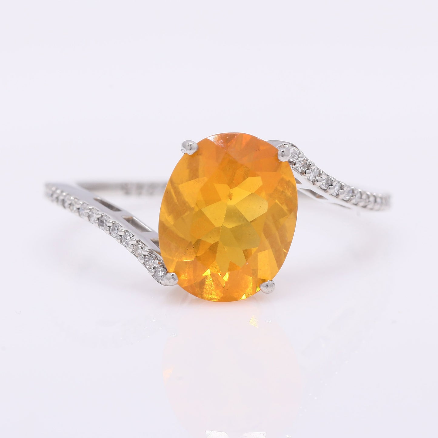 1.84 Ct Oval Mixed Cut Natural Fire Opal 950 Platinum Ring