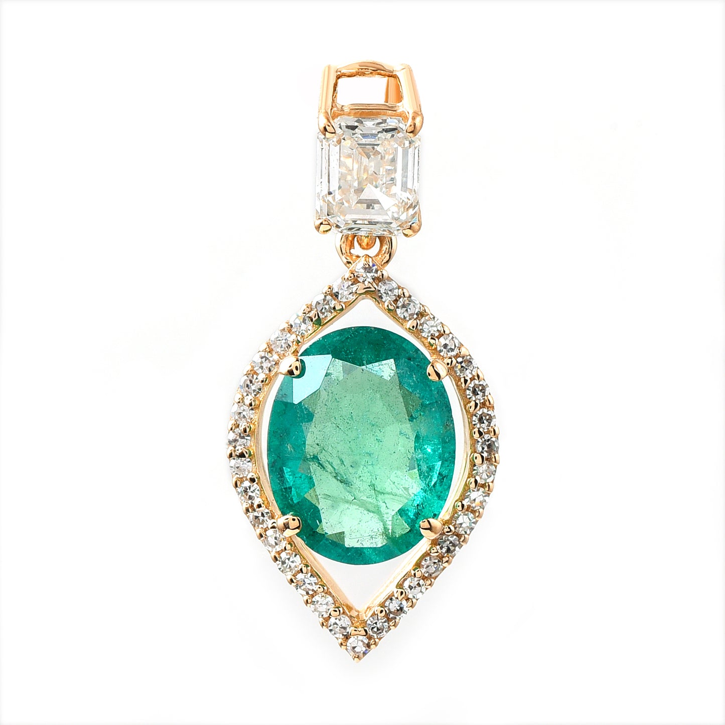 2.16 Ct Oval Emerald 14K Gold Pendant