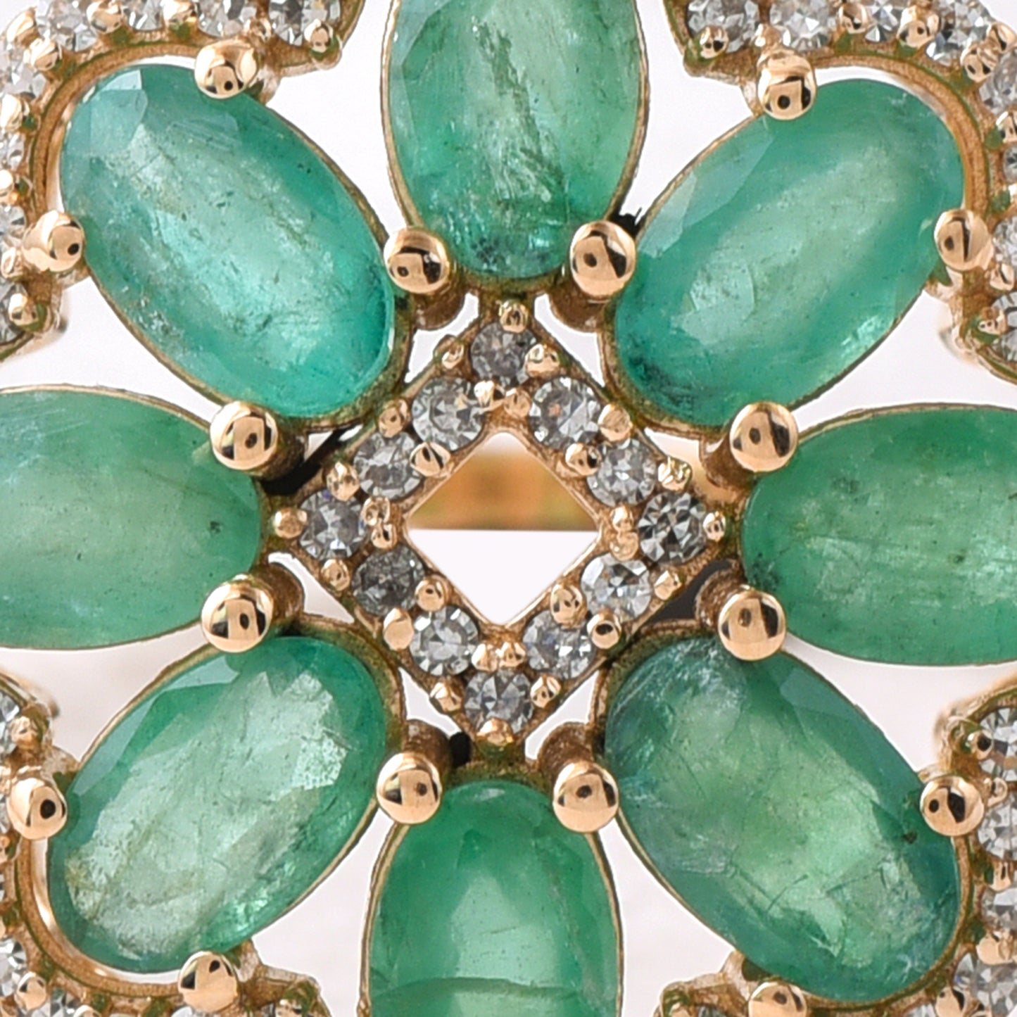 3.86 Ct Oval Mixed Cut Natural Emerald 14K Gold Ring