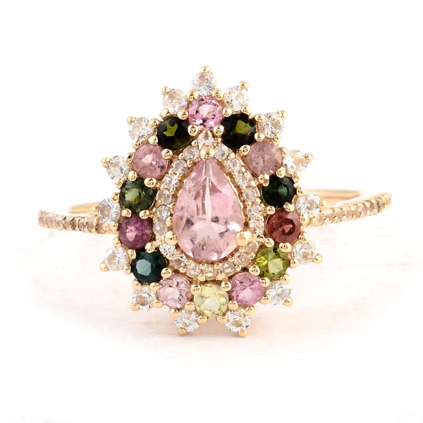 1.42 Ct Pear Tourmaline 14K Gold Ring