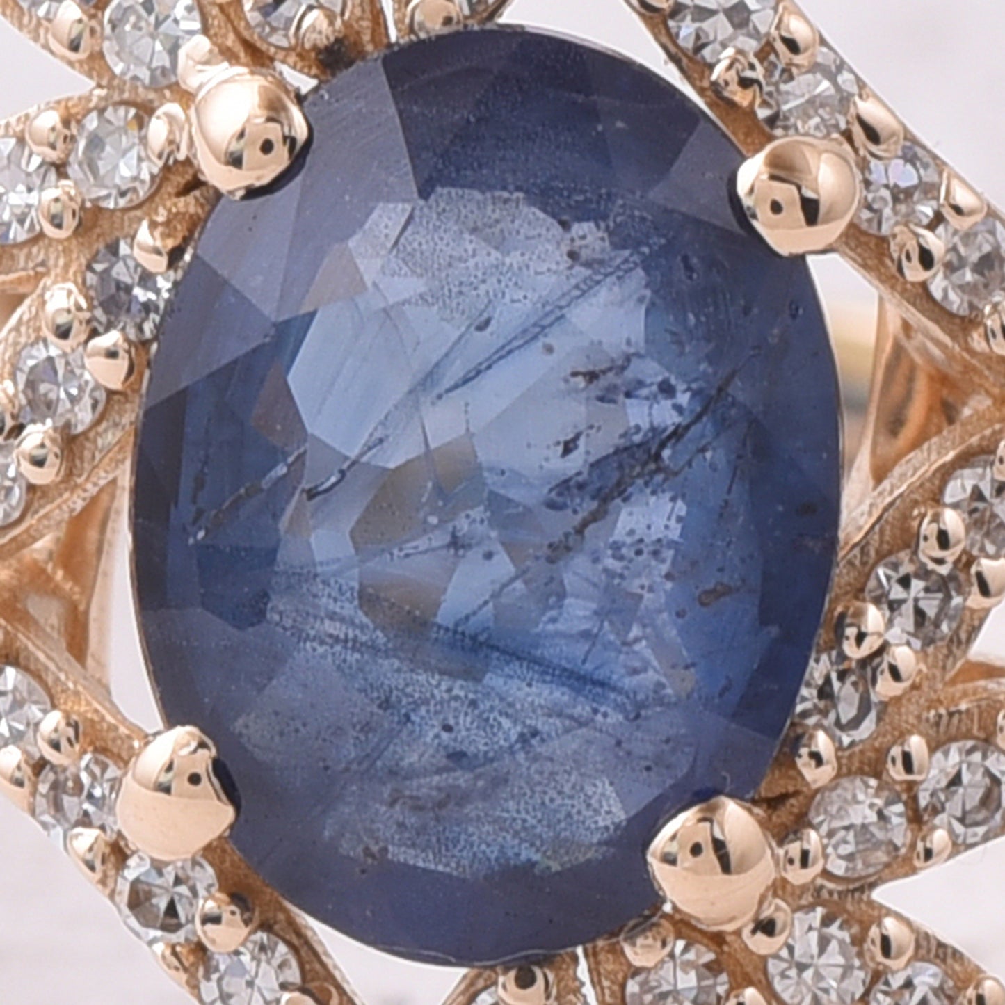1.78 Ct Oval Mixed Cut Natural Sapphire 14K Gold Ring