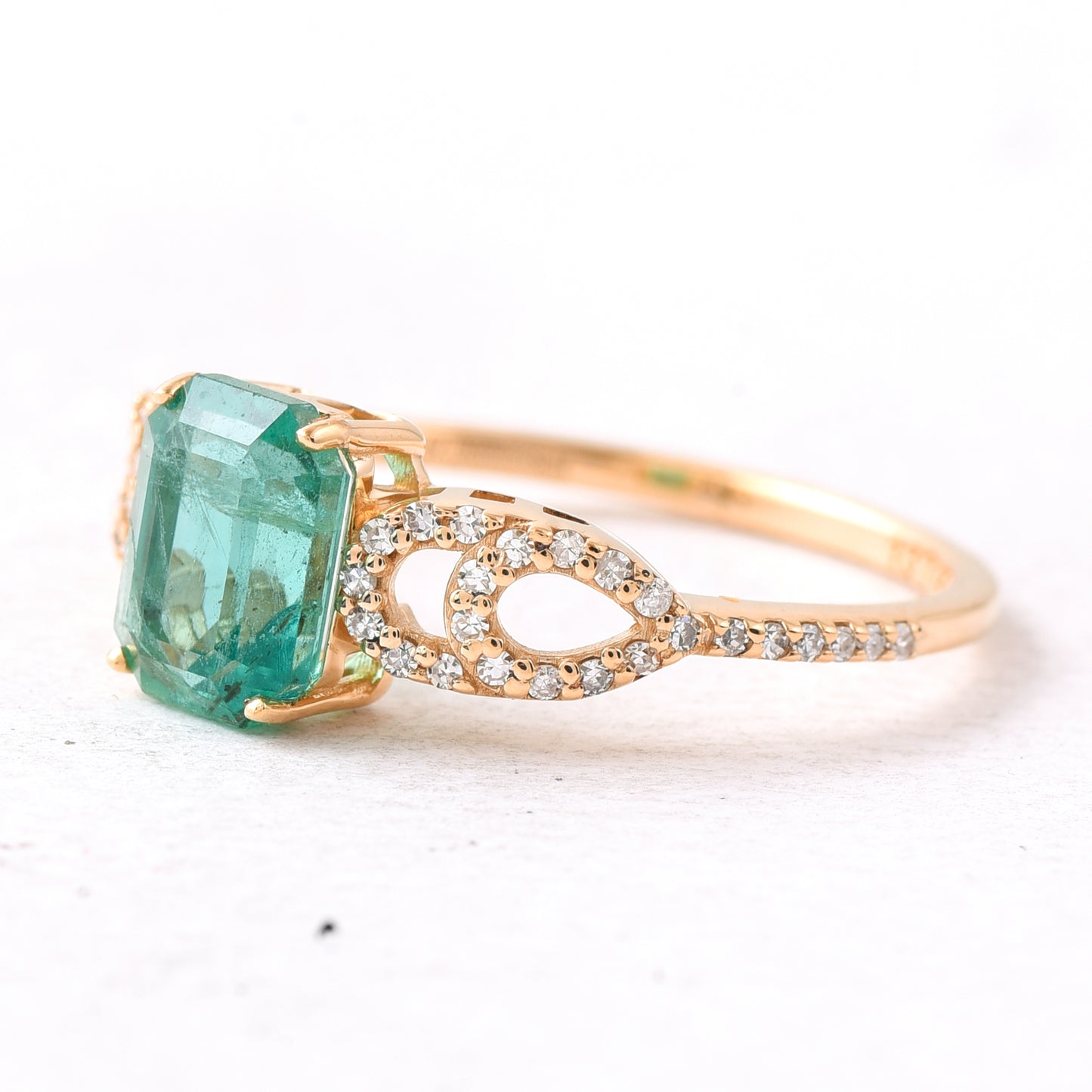 1.56 Ct Octagon Step Cut Natural Emerald 14K Gold Ring