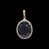 8.52 Ct Oval Mixed Cut Natural Sapphire 14K Gold Pendant