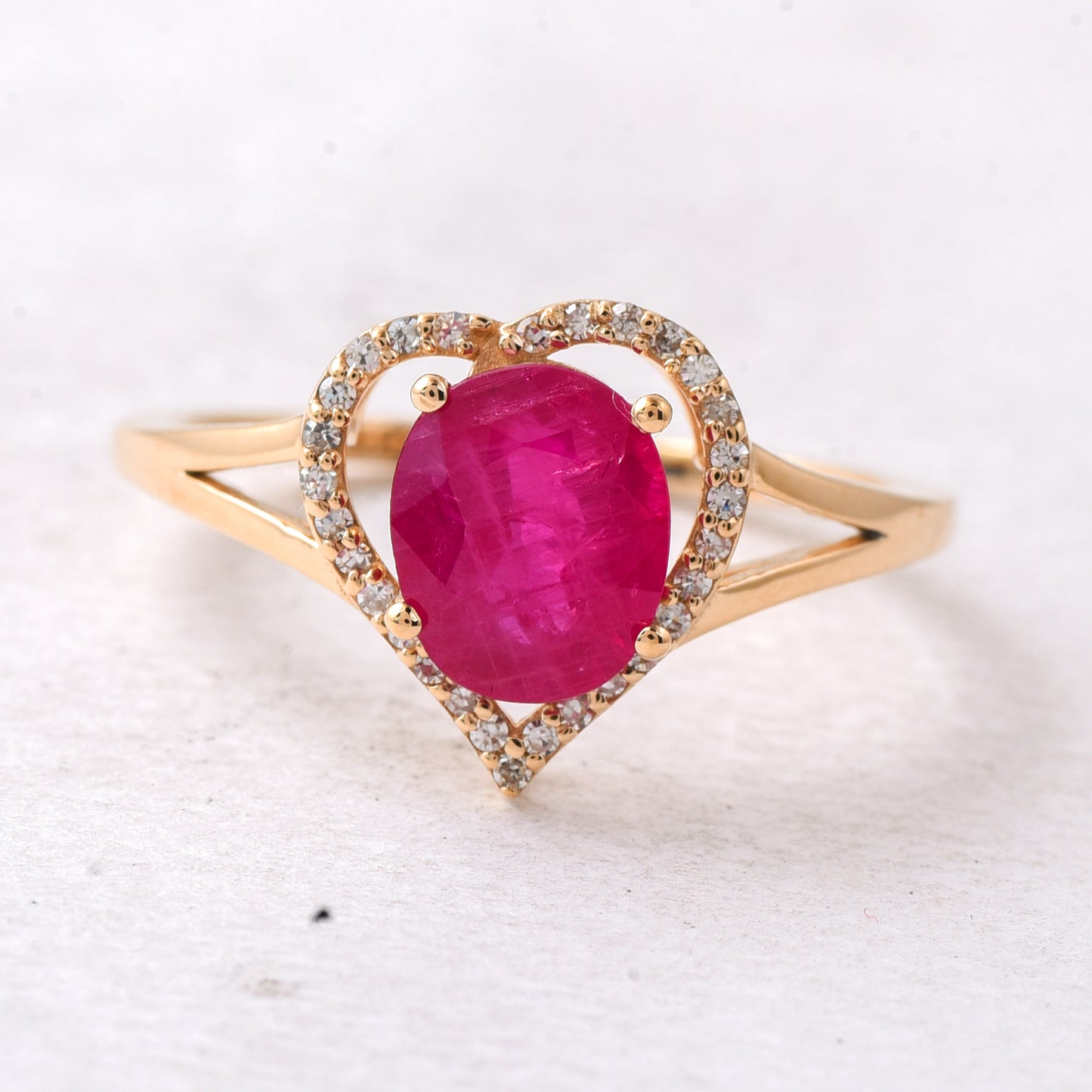 1.79 Ct Oval Mixed Cut Natural Ruby 14K Gold Ring