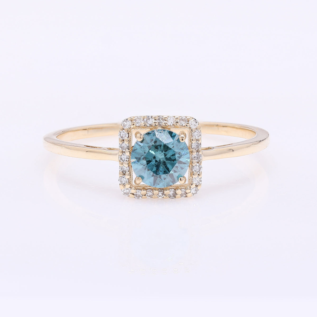 0.57 Ct Round Blue Diamond 14K Gold Ring