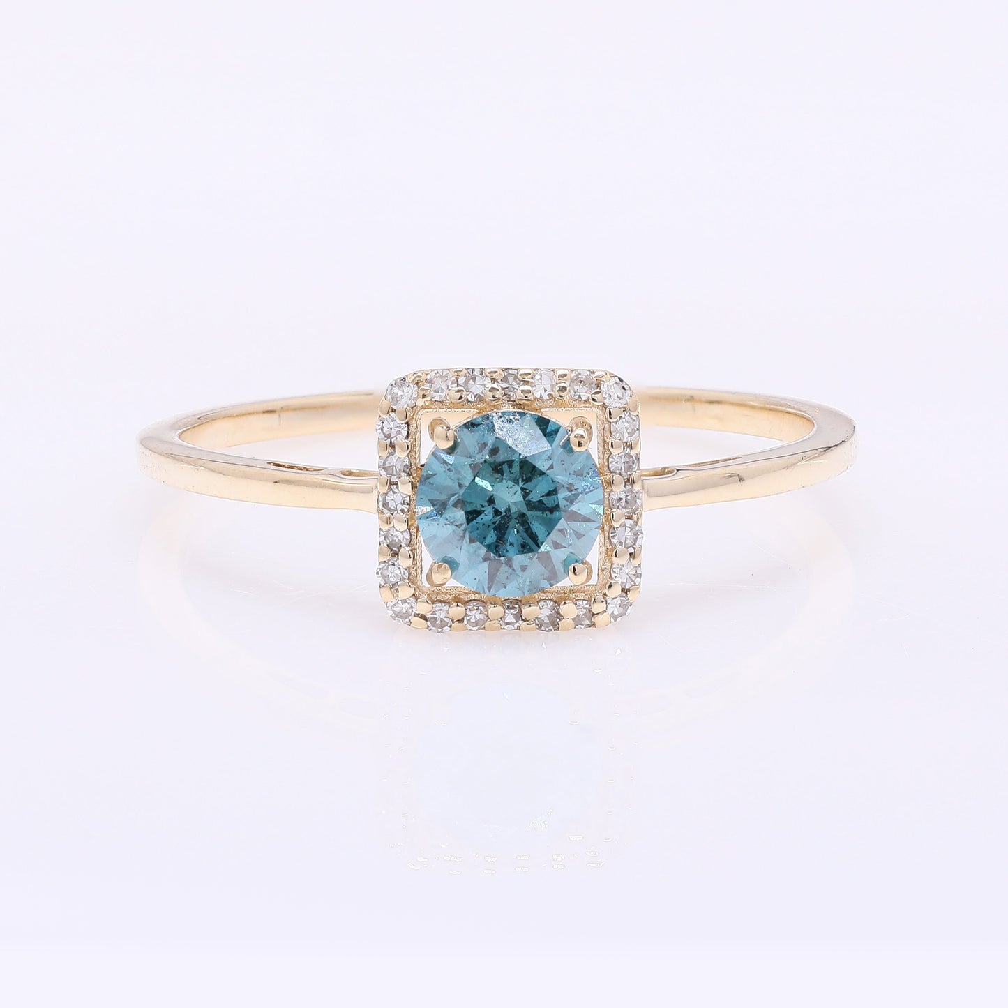 0.57 Ct Round Blue Diamond 14K Gold Ring