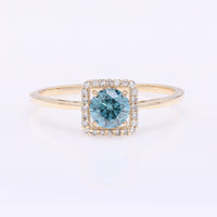 0.57 Ct Round Blue Diamond 14K Gold Ring