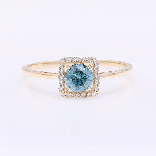 0.57 Ct Round Blue Diamond 14K Gold Ring