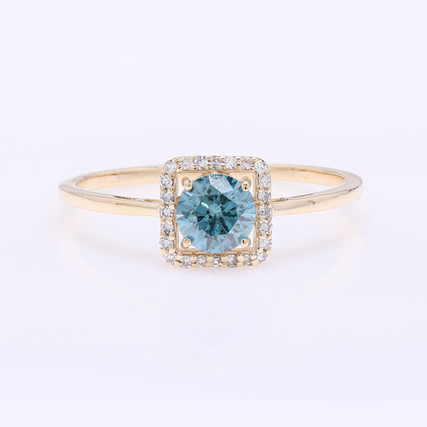 0.57 Ct Round Blue Diamond 14K Gold Ring