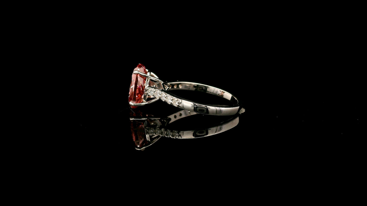 3.33 Carats Pink Lab Grown Diamond 14K Gold Ring