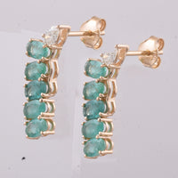 2.45 Ct Oval Natural Emerald 14K Gold Earrings