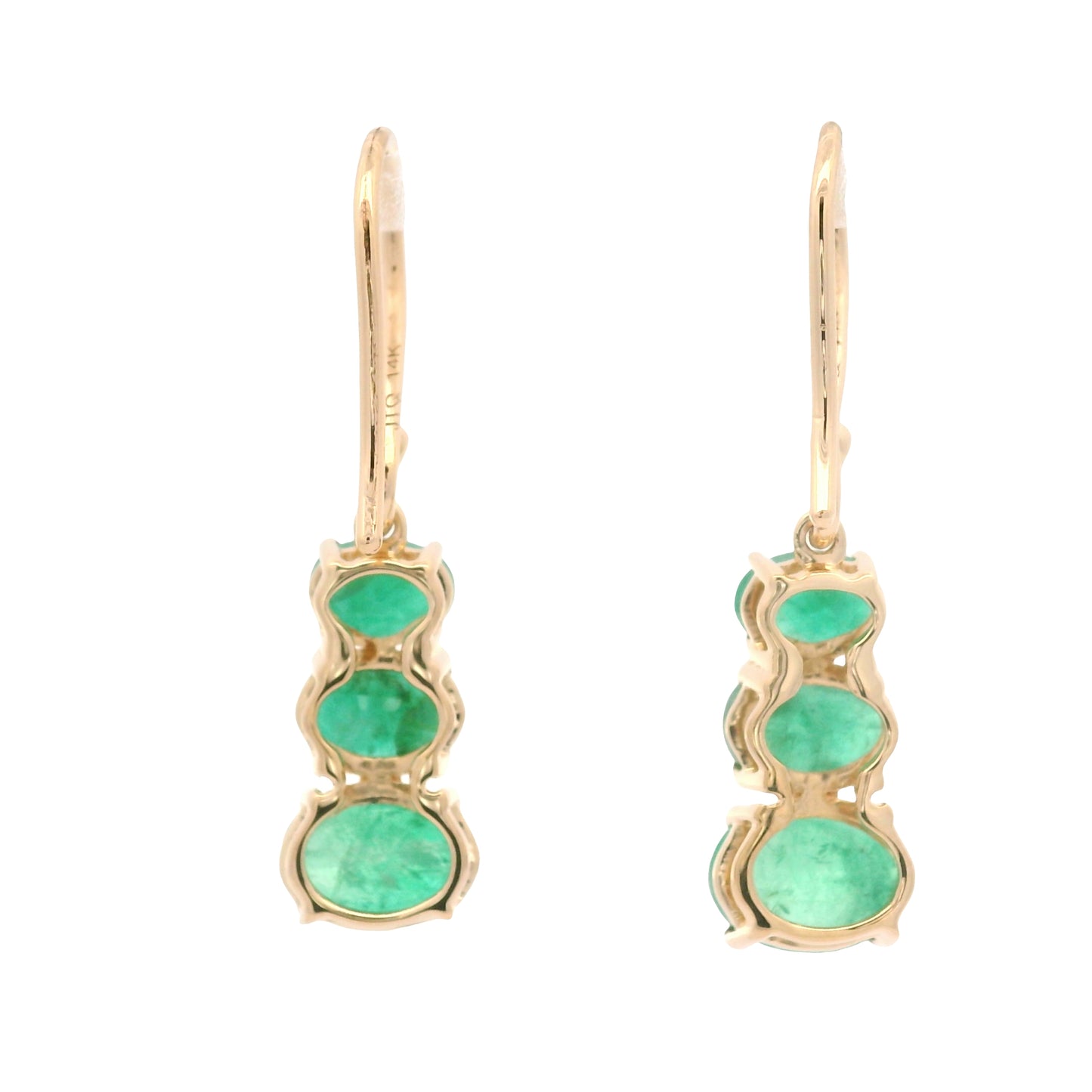 4.45 Ct Oval Emerald 14K Gold Earrings