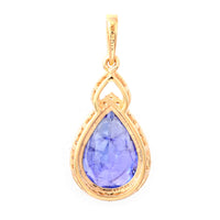 3.03 Ct Pear Mixed Cut Natural Tanzanite 14K Gold Pendant