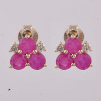 1.77 Ct Round Natural Ruby 14K Gold Earrings