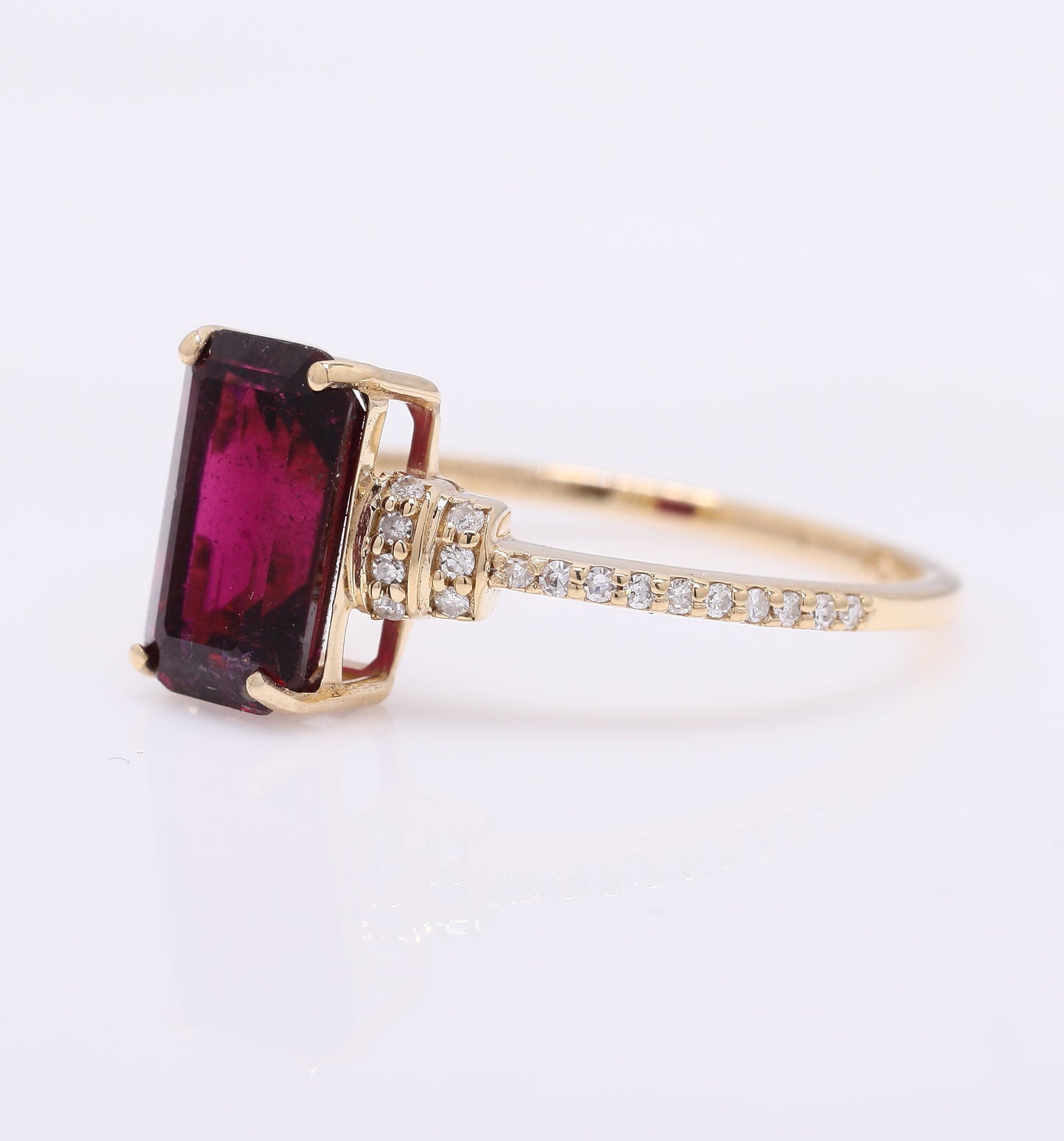 2.00 Ct Octagon Step Cut Natural Rubellite 14K Gold Ring