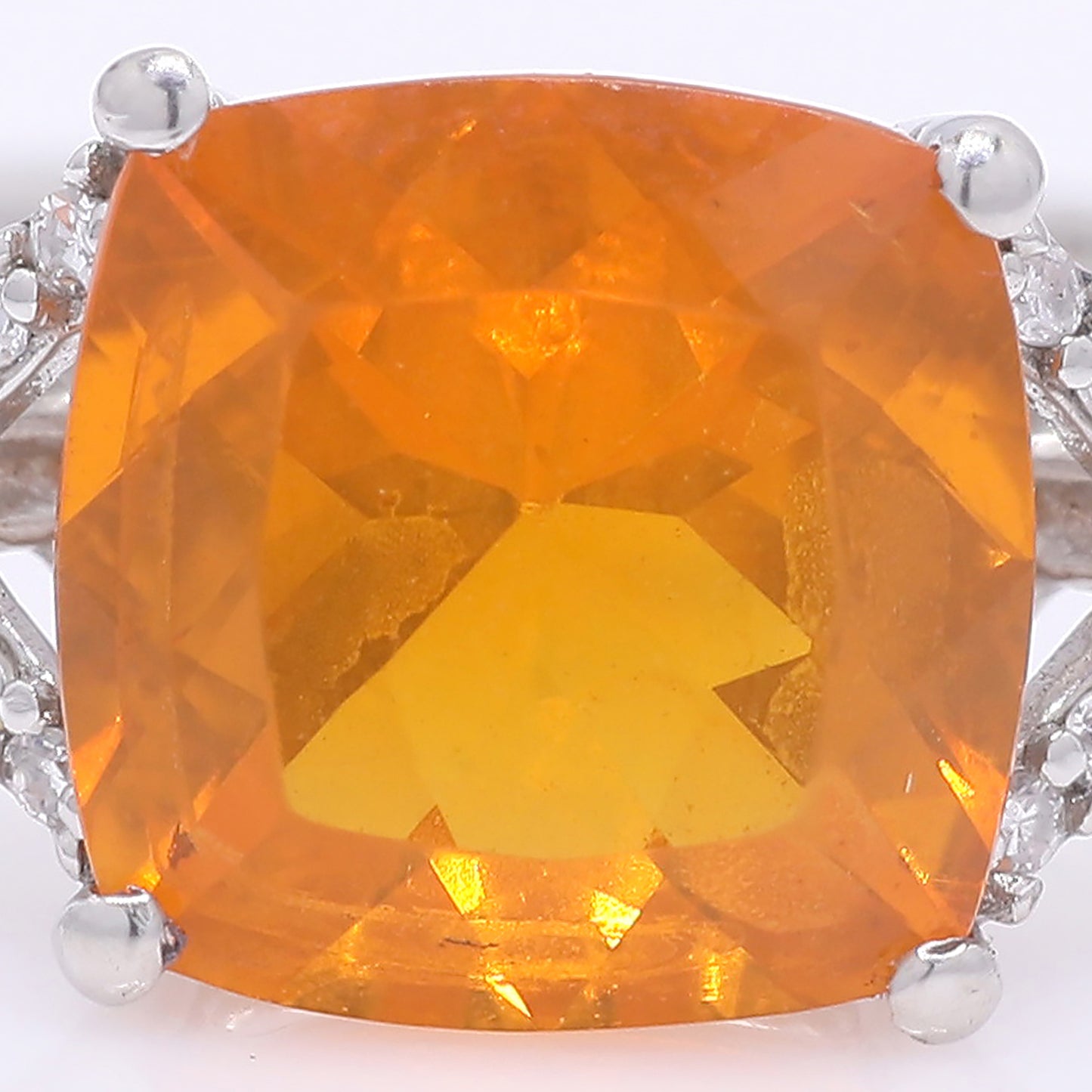 1.57 Ct Cushion Mixed Cut Natural Fire Opal 950 Platinum Ring