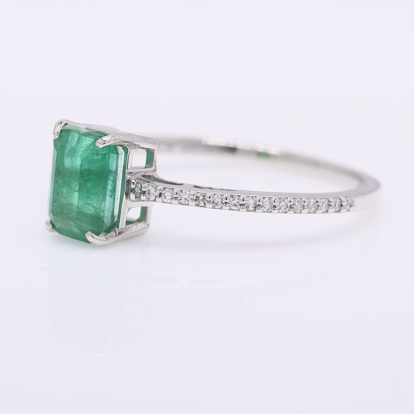 1.40 Ct Octagon Step Cut Natural Emerald 950 Platinum Ring