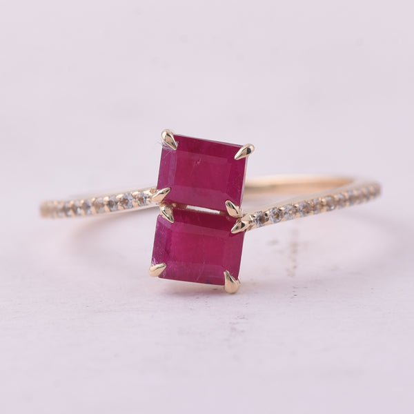 1.35 Ct Octagon Ruby 9K Gold Ring