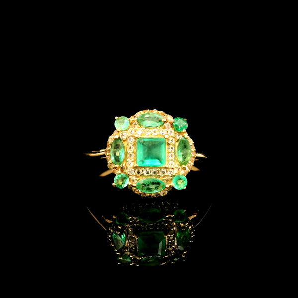 0.86 Ct Square Emerald 14K Gold Ring