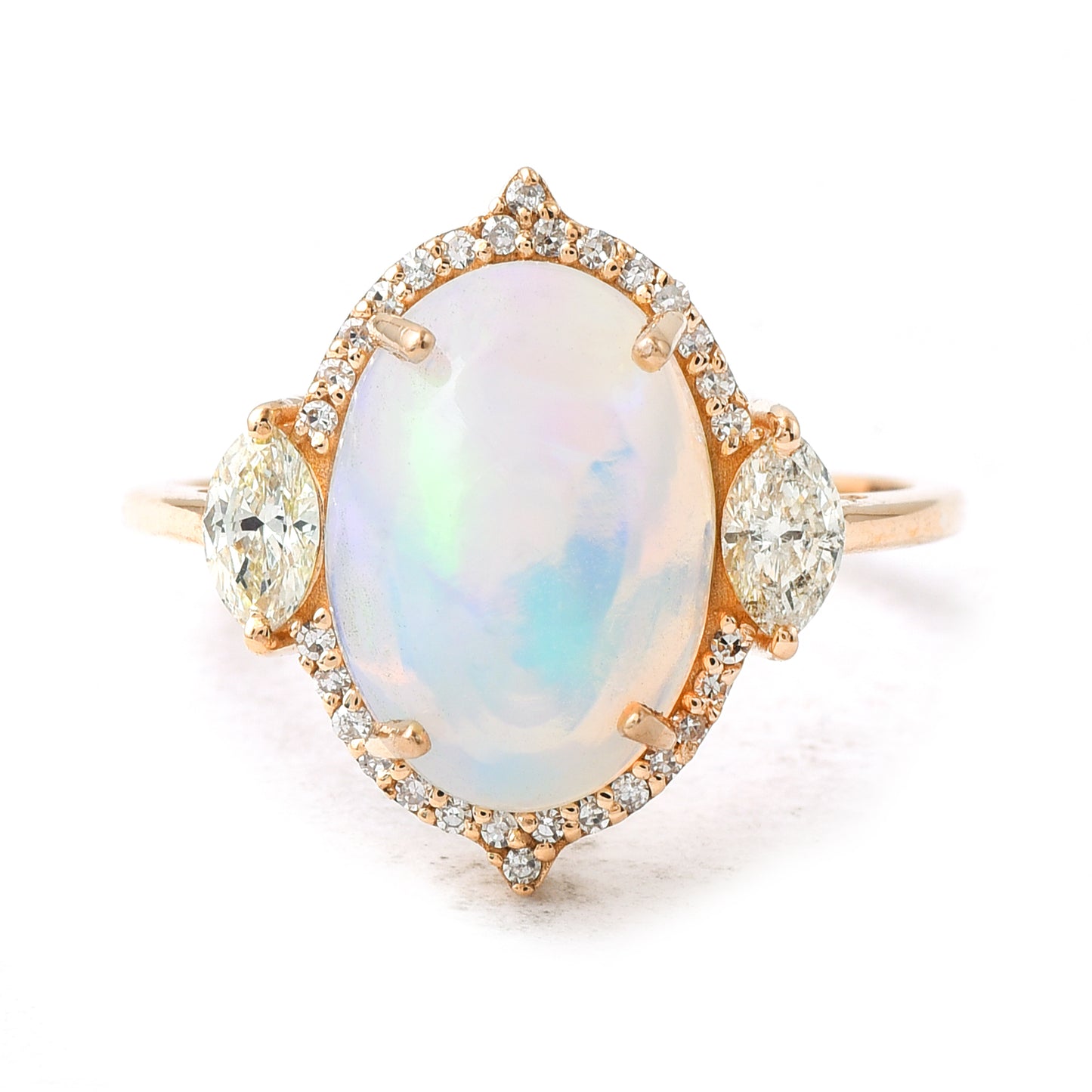 2.05 Ct Oval Cabochon Cut Natural Opal 14K Gold Ring