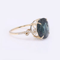 9.26 Ct Oval Mixed Cut Natural Corundum Sapphire 14K Gold Ring