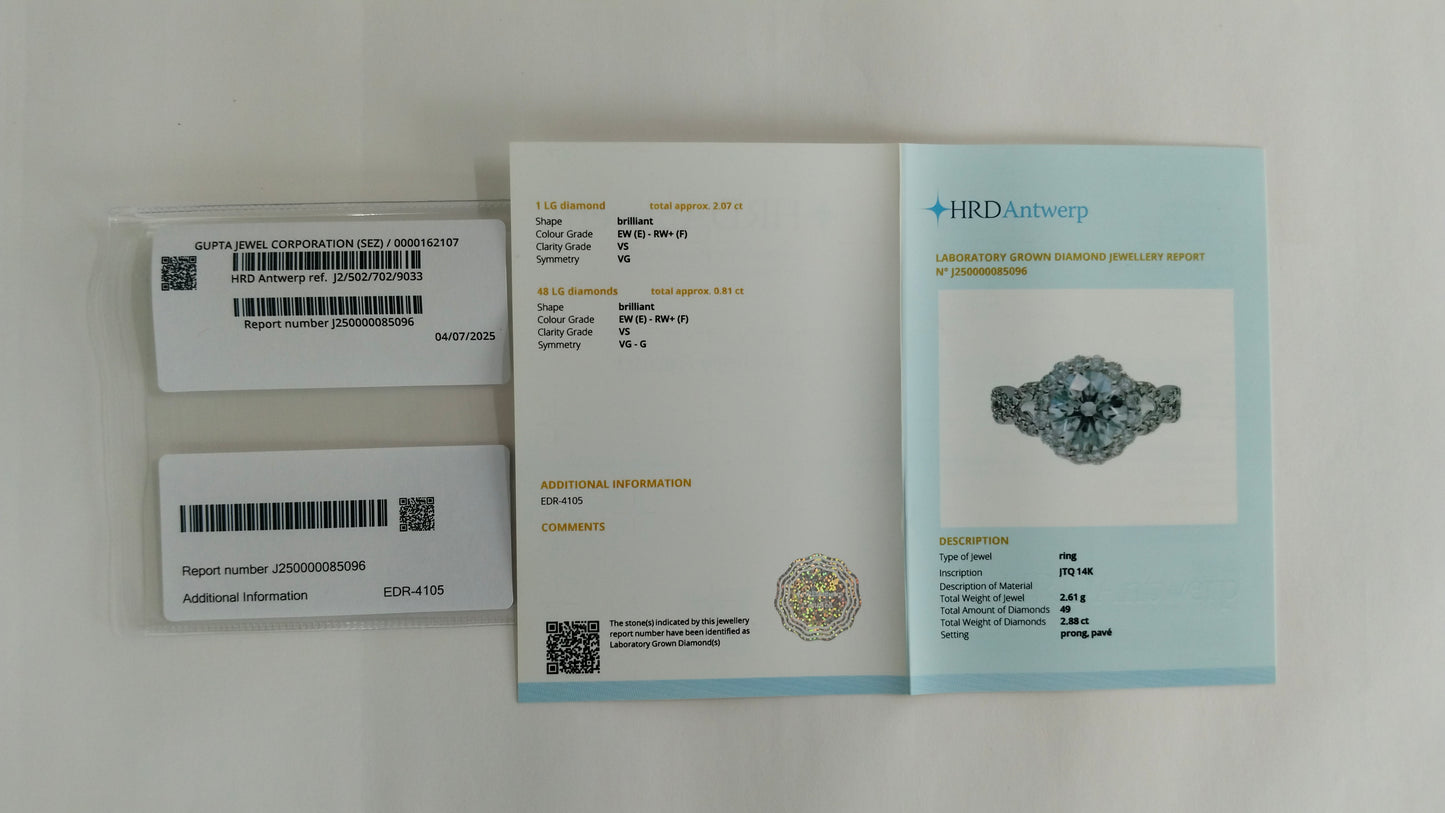 2.88 Carats Lab Grown Diamond 14K Gold Ring