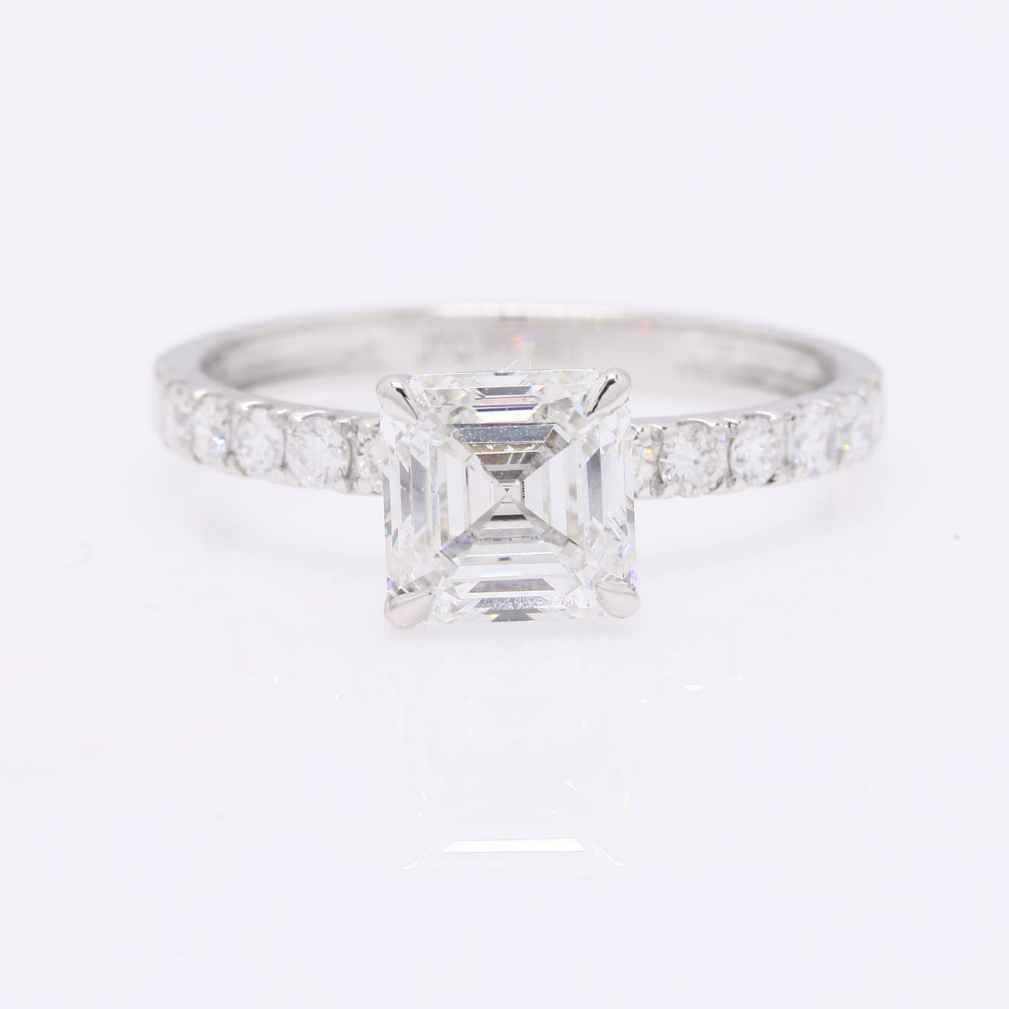 2.22 Ct Square Emerald Cut Lab Grown Diamond 950 Platinum Ring
