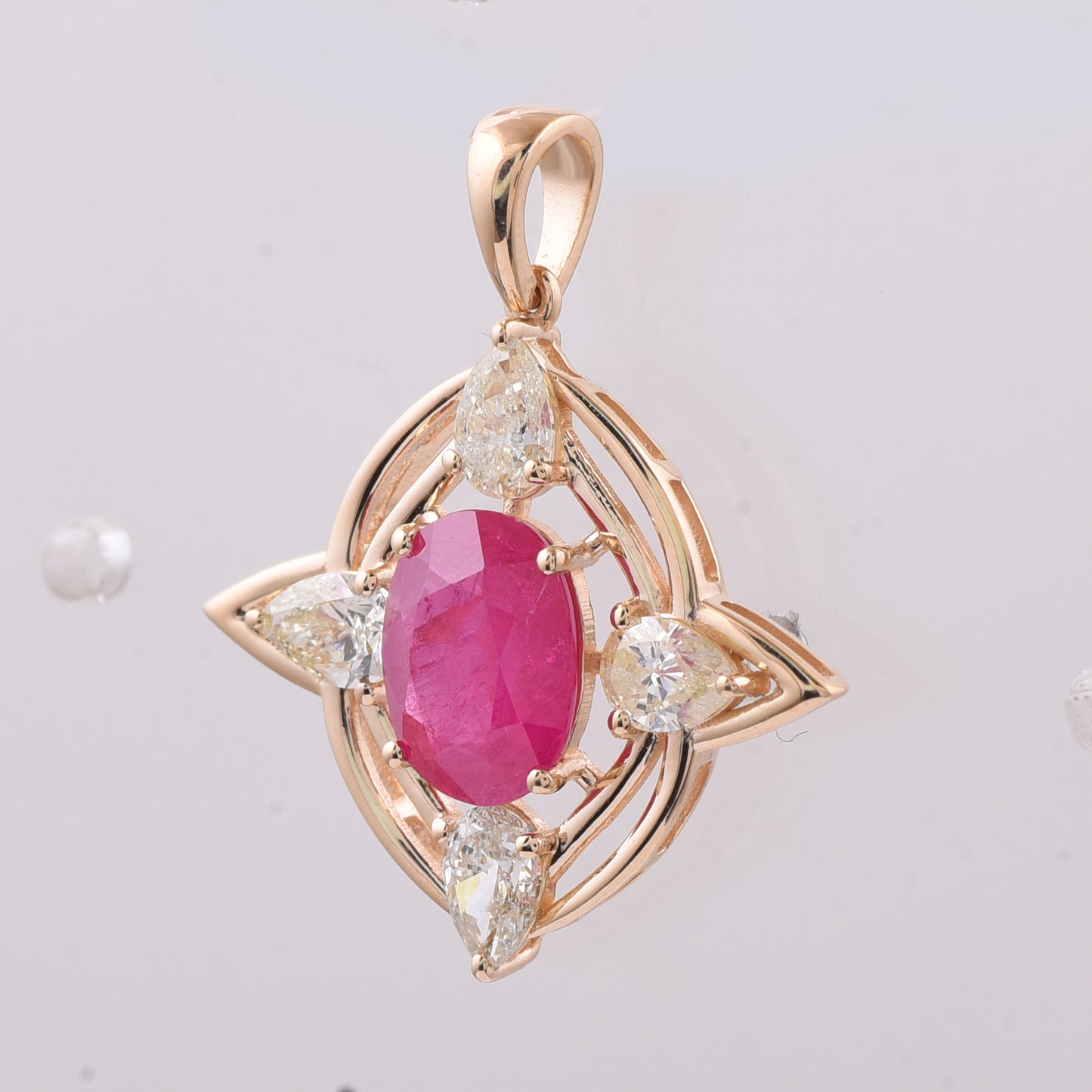 2.83 Ct Oval Natural Ruby 14K Gold Pendant