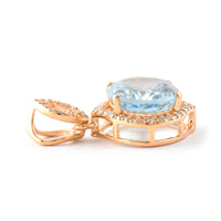 2.39 Ct Oval Mixed Cut Natural Aquamarine 14K Gold Pendant