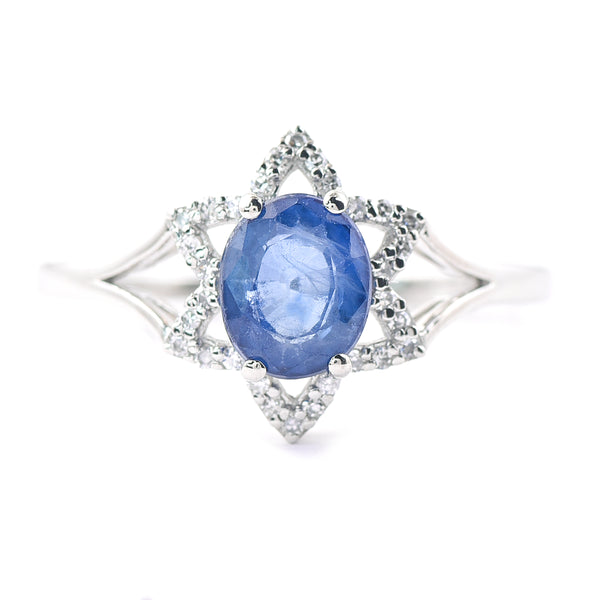 1.51 Ct Oval Mixed Cut Natural Sapphire 950 Platinum Ring