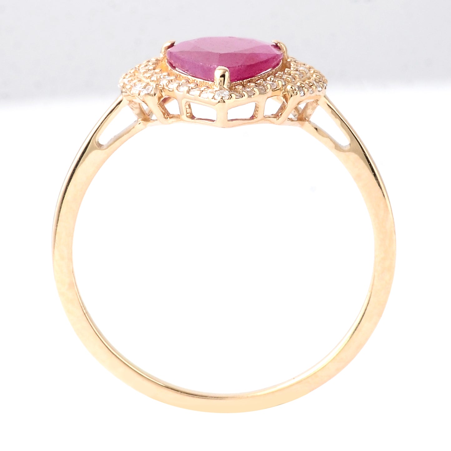 1.16 Ct Pear Mixed Cut Natural Corundum Ruby 14K Gold Ring