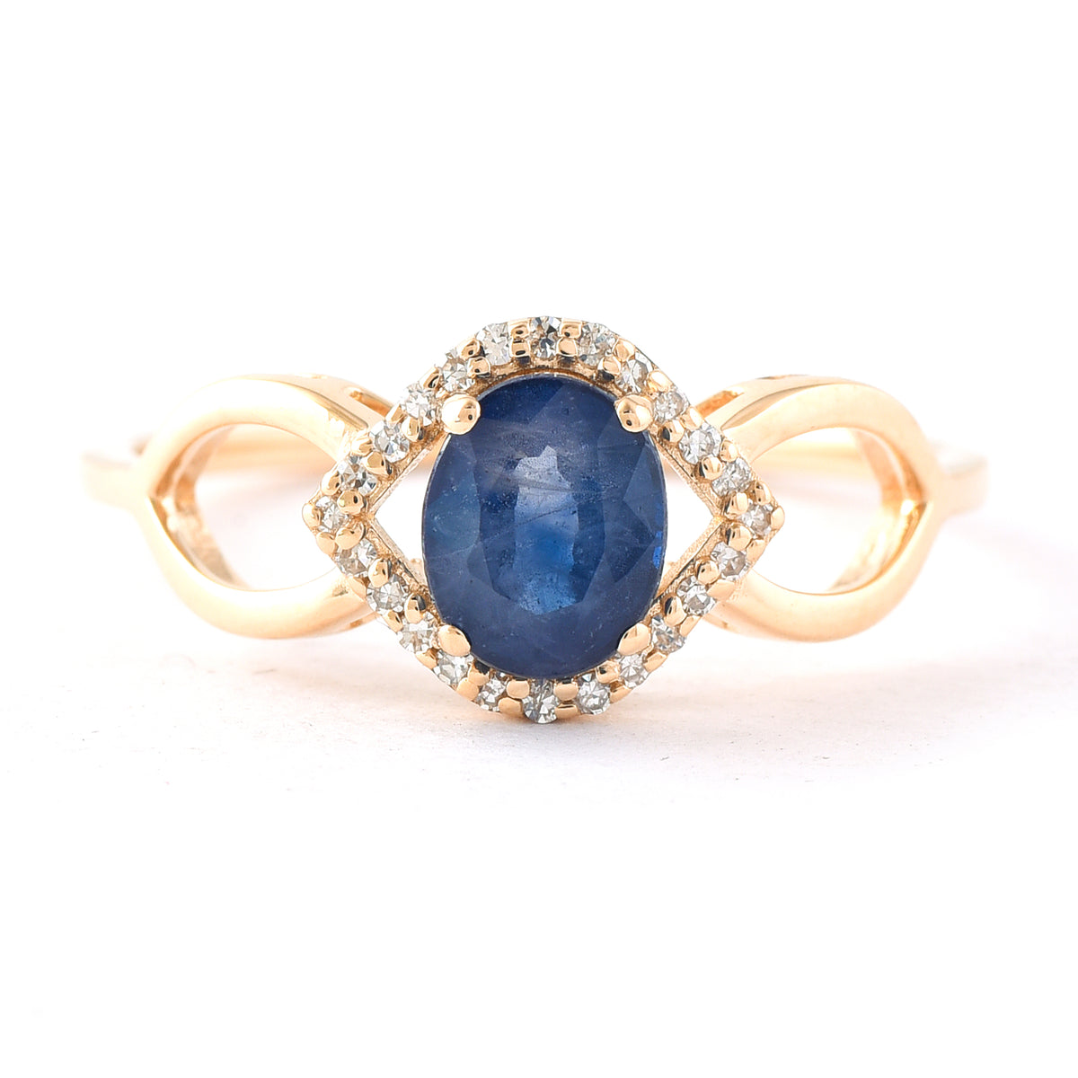 1.11 Ct Oval Mixed Cut Natural Sapphire 14K Gold Ring