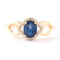1.11 Ct Oval Mixed Cut Natural Sapphire 14K Gold Ring