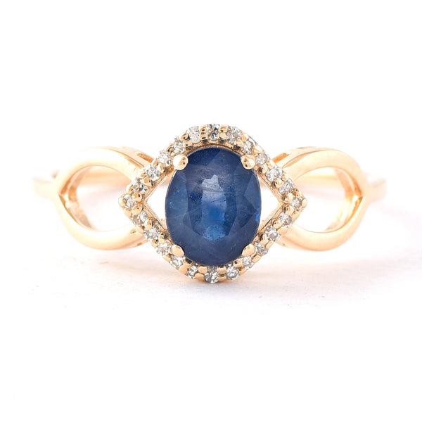 1.11 Ct Oval Mixed Cut Natural Sapphire 14K Gold Ring