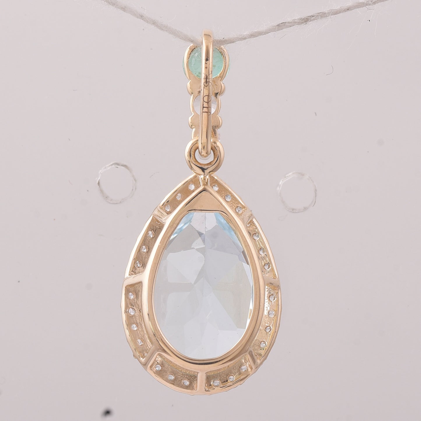 3.35 Ct Pear Aquamarine 9K Gold Pendant