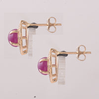 2.91 Ct Round Ruby 9K Gold Earrings