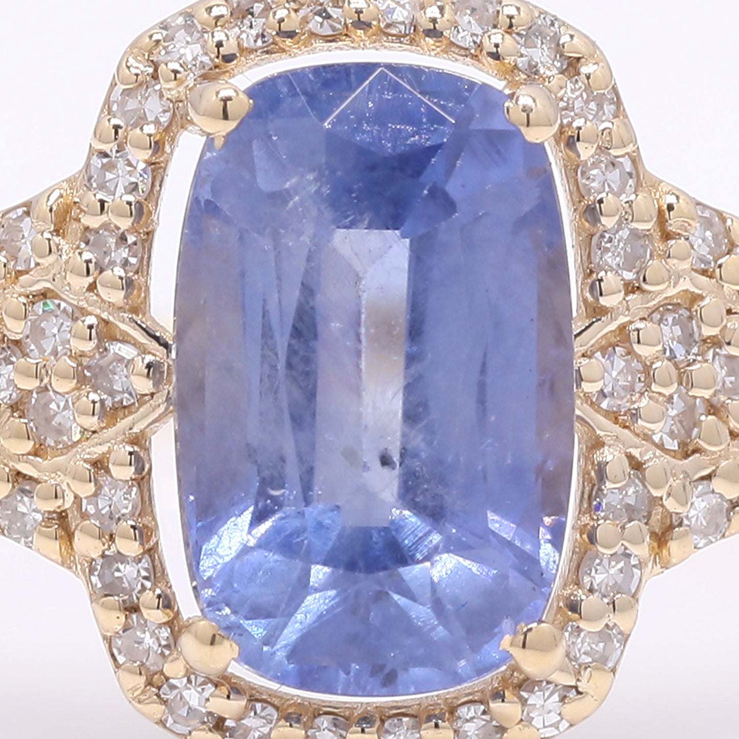 2.08 Ct Cushion Mixed Cut Natural Sapphire 14K Gold Ring