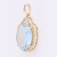 2.70 Ct Oval Mixed Cut Natural Aquamarine 14K Gold Pendant