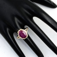 3.27 Ct Oval Mixed Cut Natural Corundum Ruby 14K Gold Ring
