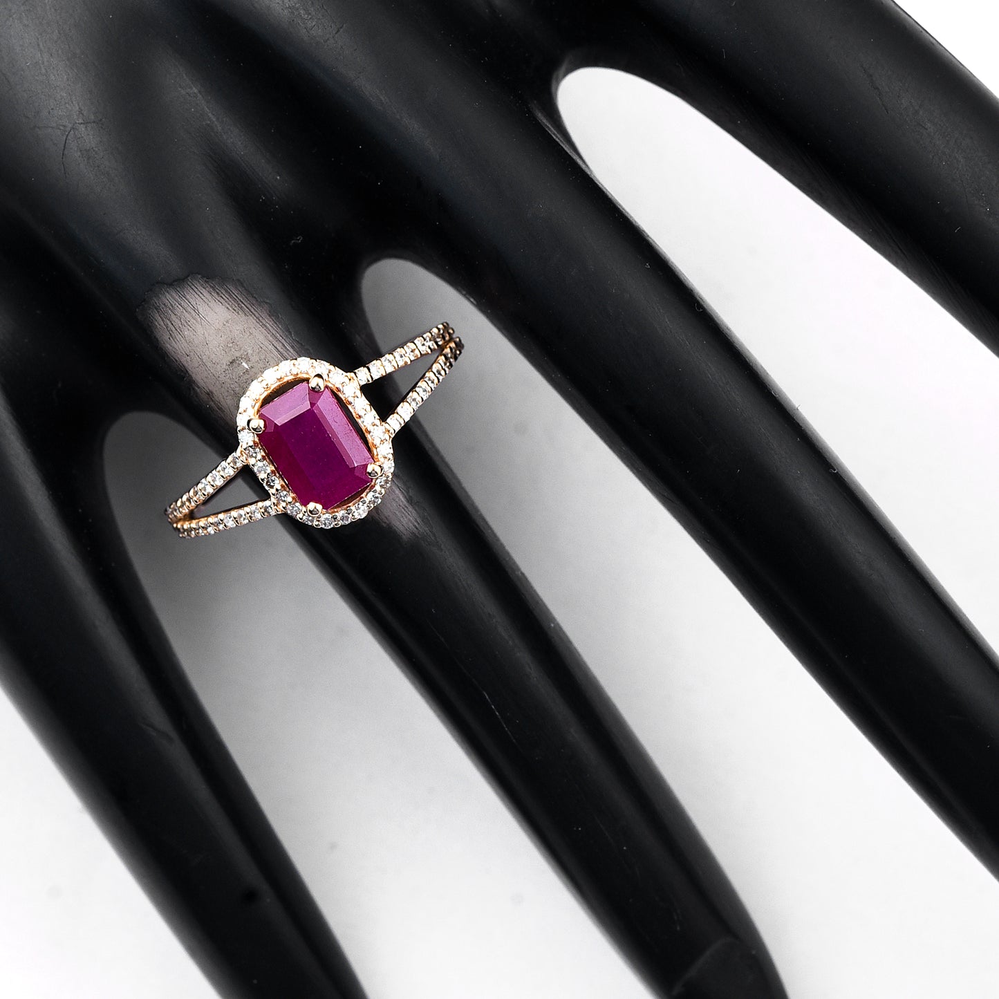 1.51 Ct Octagon Step Cut Natural Ruby 14K Gold Ring
