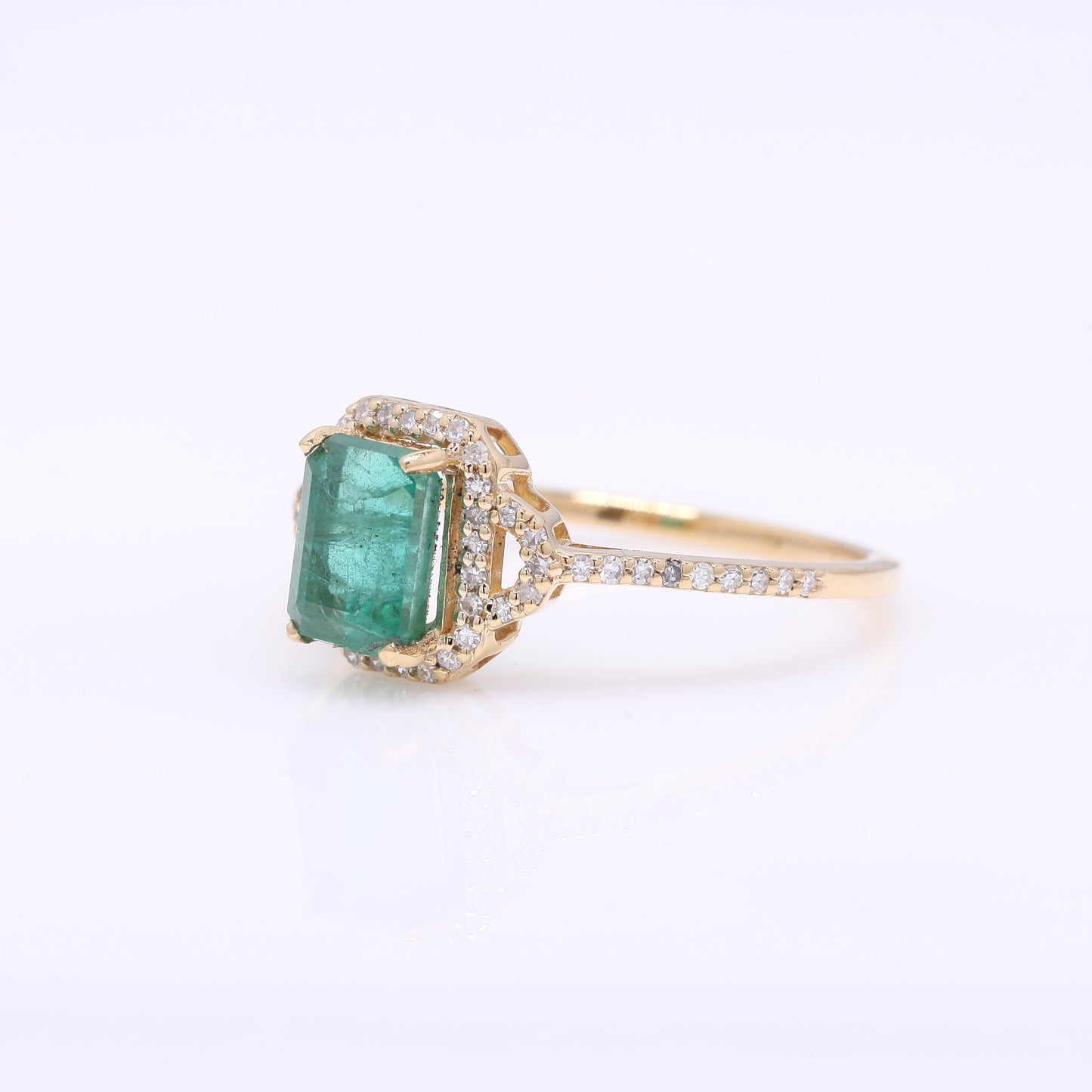 1.44 Ct Octagon Step Cut Natural Emerald 14K Gold Ring