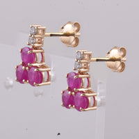 2.44 Ct Round Natural Ruby 14K Gold Earrings