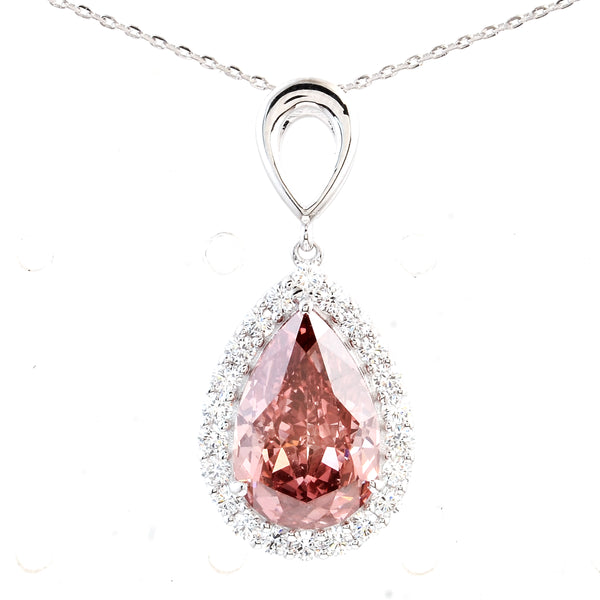 5.42 Carats Pink Lab Grown Diamond 14K Gold Pendant